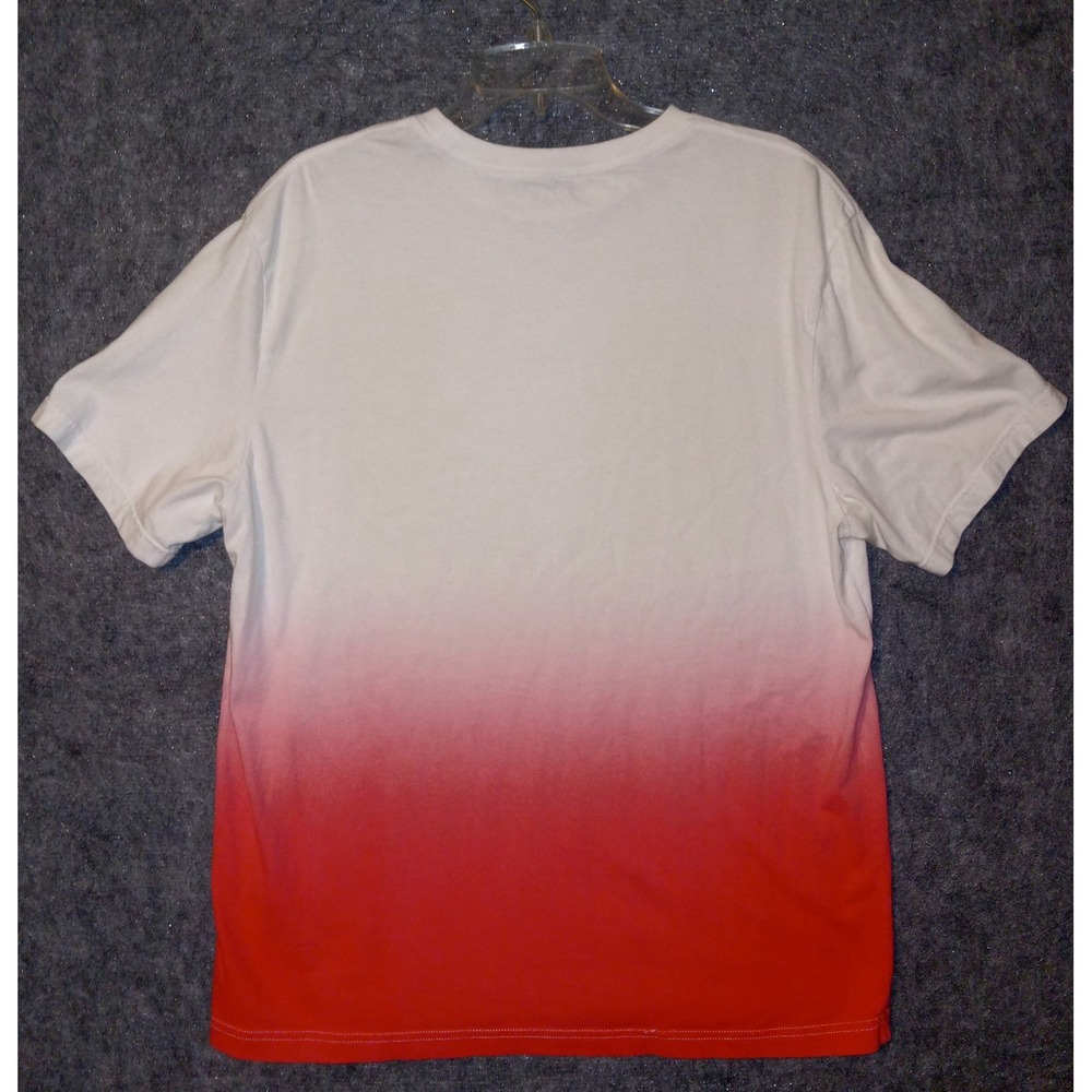 American Eagle T-Shirt Mens Large White Red Ombre Dip Dye Logo Tee - Picture 3 of 8